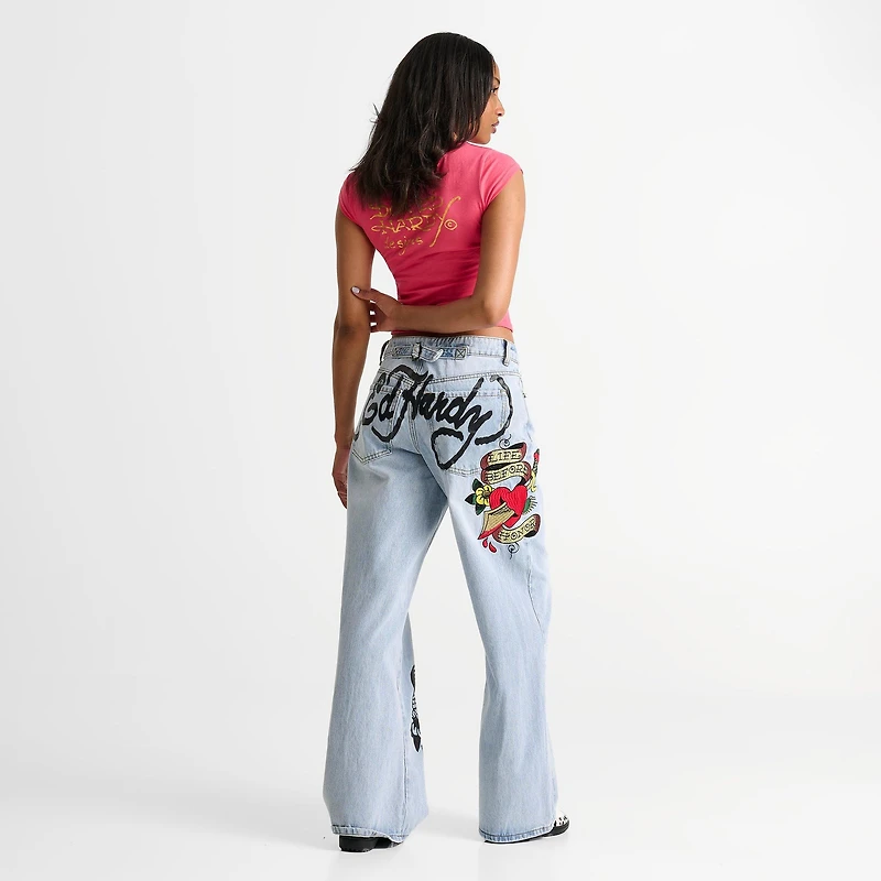 Women's Ed Hardy Dagger Heart Baggy Jeans