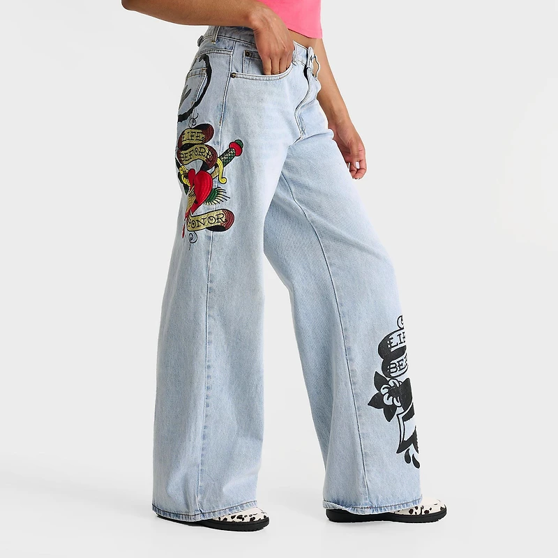 Women's Ed Hardy Dagger Heart Baggy Jeans