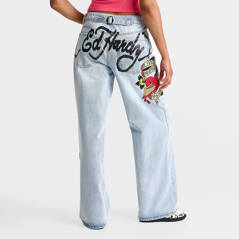 Women's Ed Hardy Dagger Heart Baggy Jeans