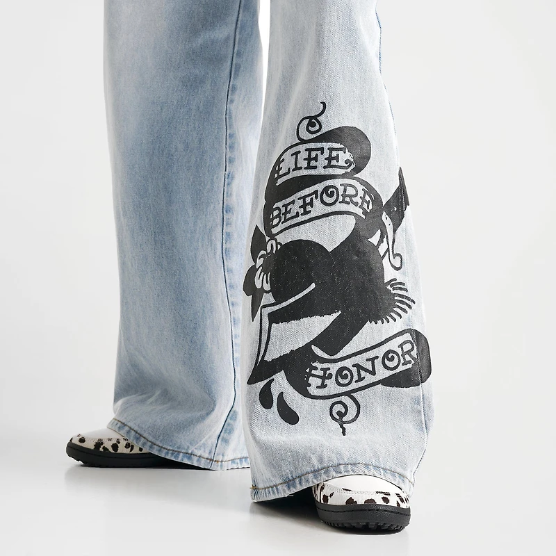 Women's Ed Hardy Dagger Heart Baggy Jeans