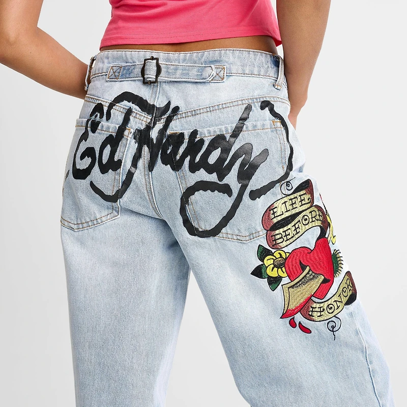 Women's Ed Hardy Dagger Heart Baggy Jeans