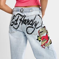 Women's Ed Hardy Dagger Heart Baggy Jeans