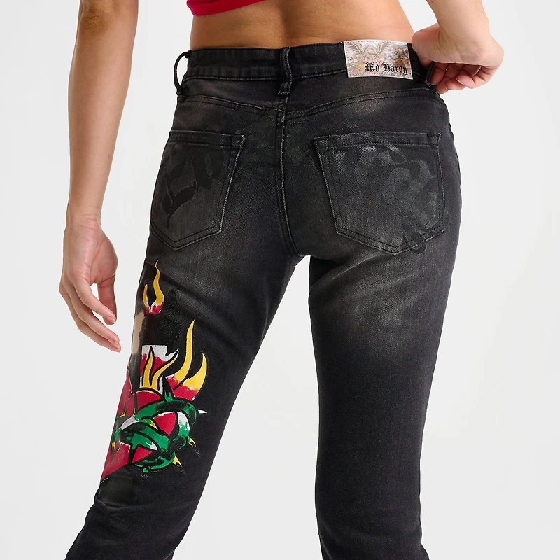 Women's Ed Hardy Sacred Heart Low-Rise Bootcut Jeans