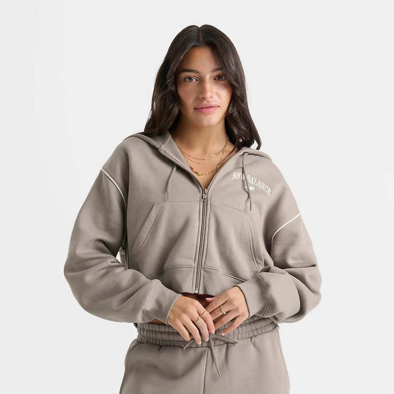 Women's New Balance Varsity Crop Full-Zip Hoodie