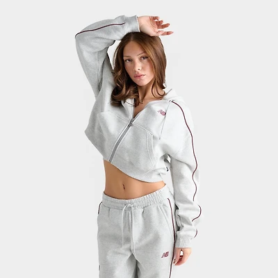 Women's New Balance Piped Cropped Full-Zip Hoodie