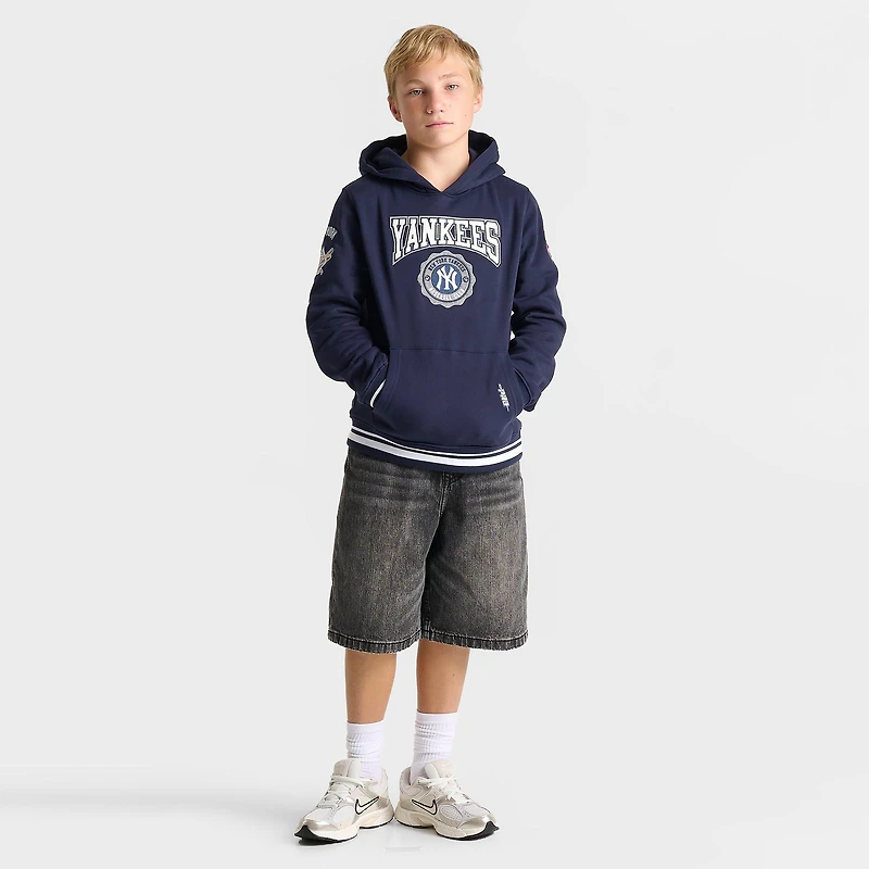 Big Kids' Pro Standard New York Yankees MLB Crest Emblem Rib Pullover Hoodie