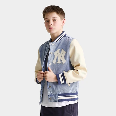 Big Kids' Pro Standard New York Yankees MLB Denim Varsity Jacket