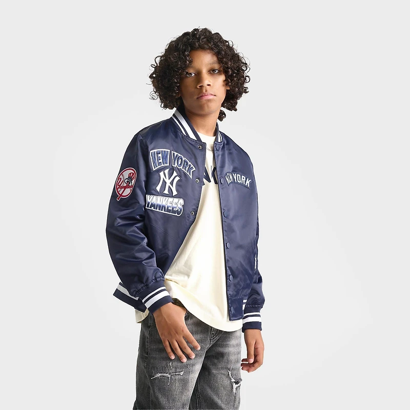 Big Kids' Pro Standard New York Yankees MLB Turn It Up Satin Bomber Jacket