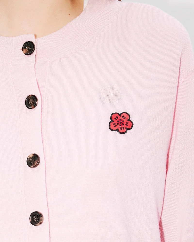 'Boke Flower' embroidered crewneck cardigan wool