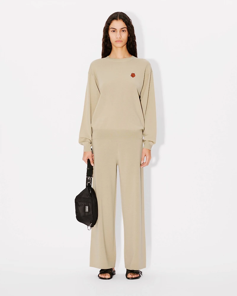'Boke Flower' embroidered pants wool