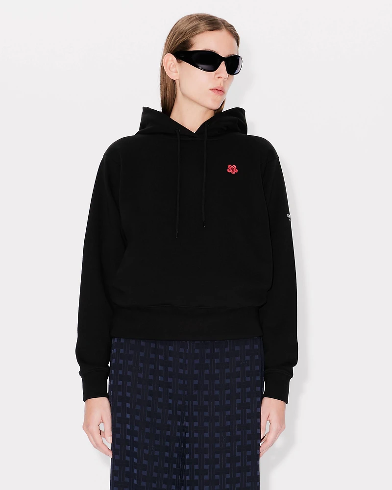 'Boke Flower' embroidered hoodie cotton