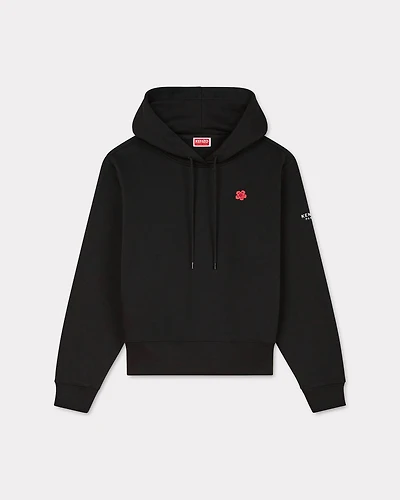 'Boke Flower' embroidered hoodie cotton