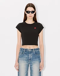 'Boke Flower' cropped embroidered T-shirt cotton