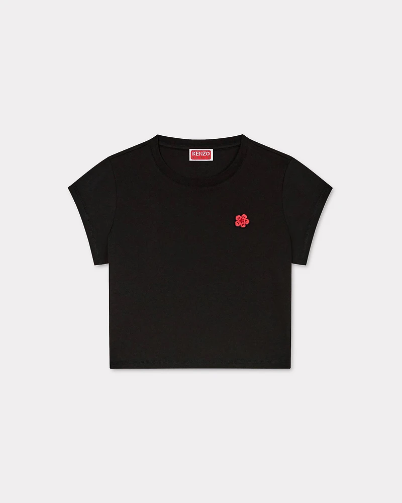 'Boke Flower' cropped embroidered T-shirt cotton