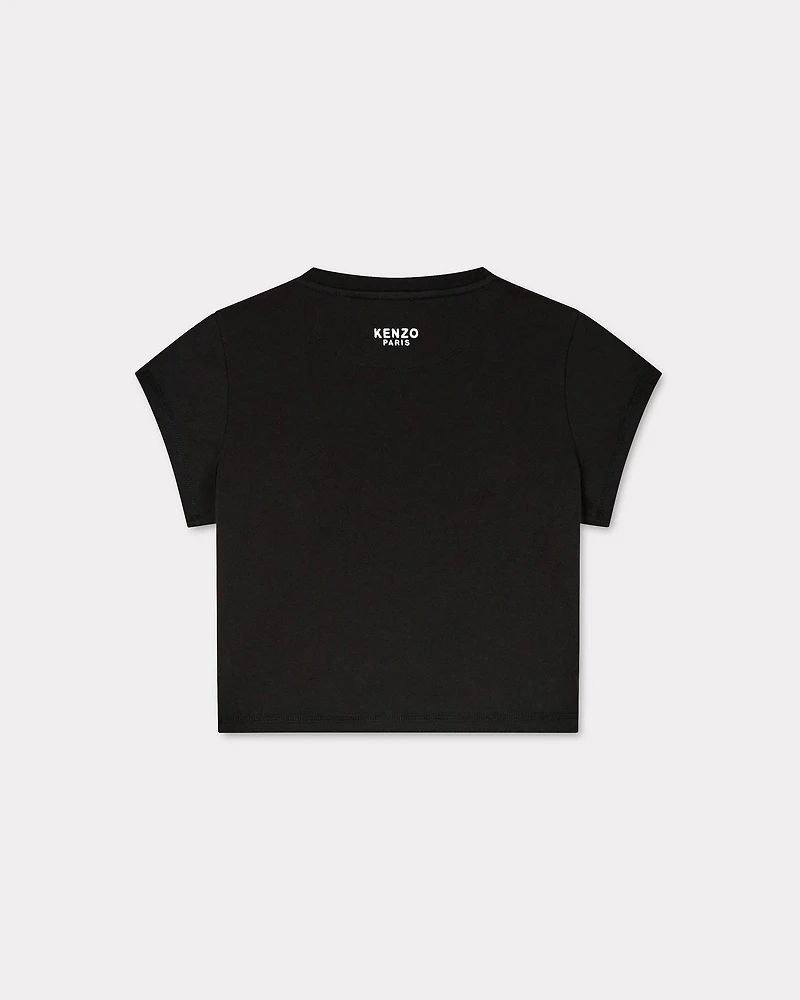 'Boke Flower' cropped embroidered T-shirt cotton