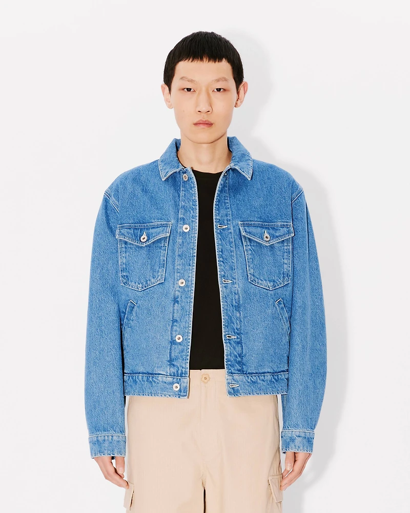'Boke Flower' embroidered trucker jacket japanese denim
