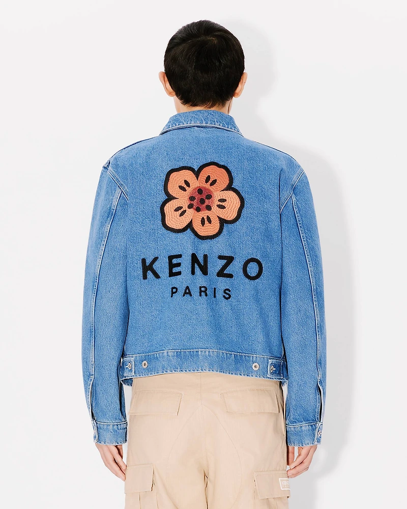 'Boke Flower' embroidered trucker jacket japanese denim