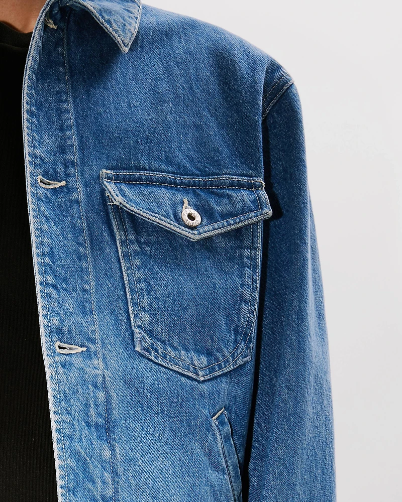 'Boke Flower' embroidered trucker jacket japanese denim