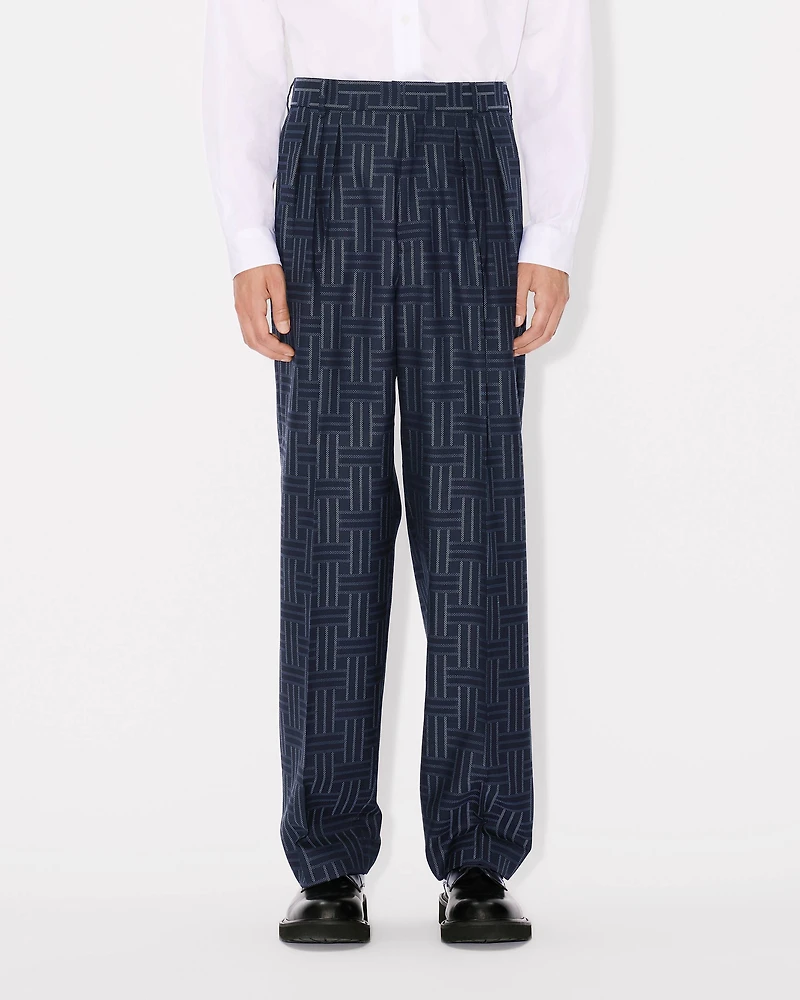 'KENZO Weave' pleated tailored pants wool