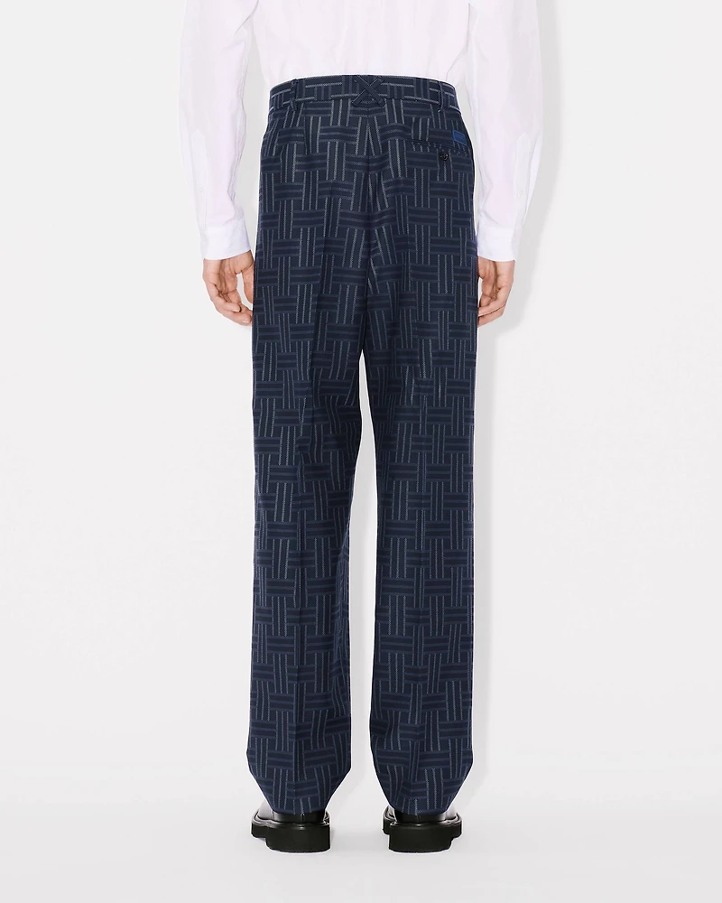 'KENZO Weave' pleated tailored pants wool