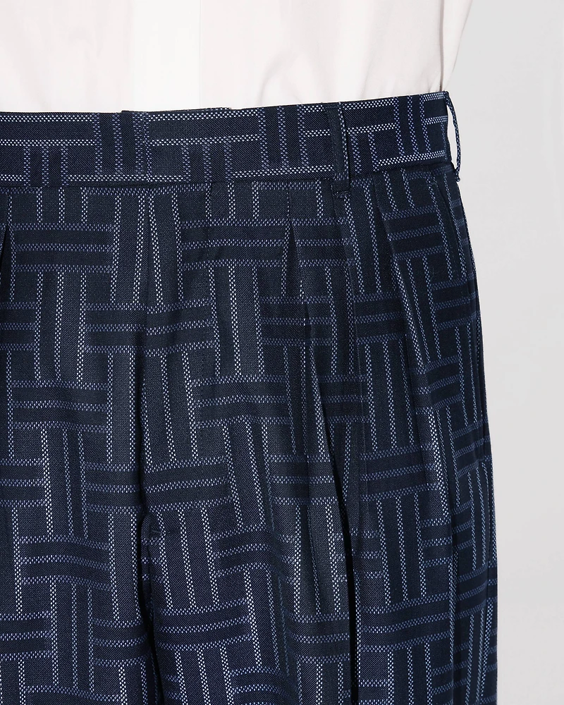 'KENZO Weave' pleated tailored pants wool