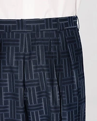 'KENZO Weave' pleated tailored pants wool