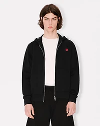 'Boke Flower' embroidered zipped hoodie cotton