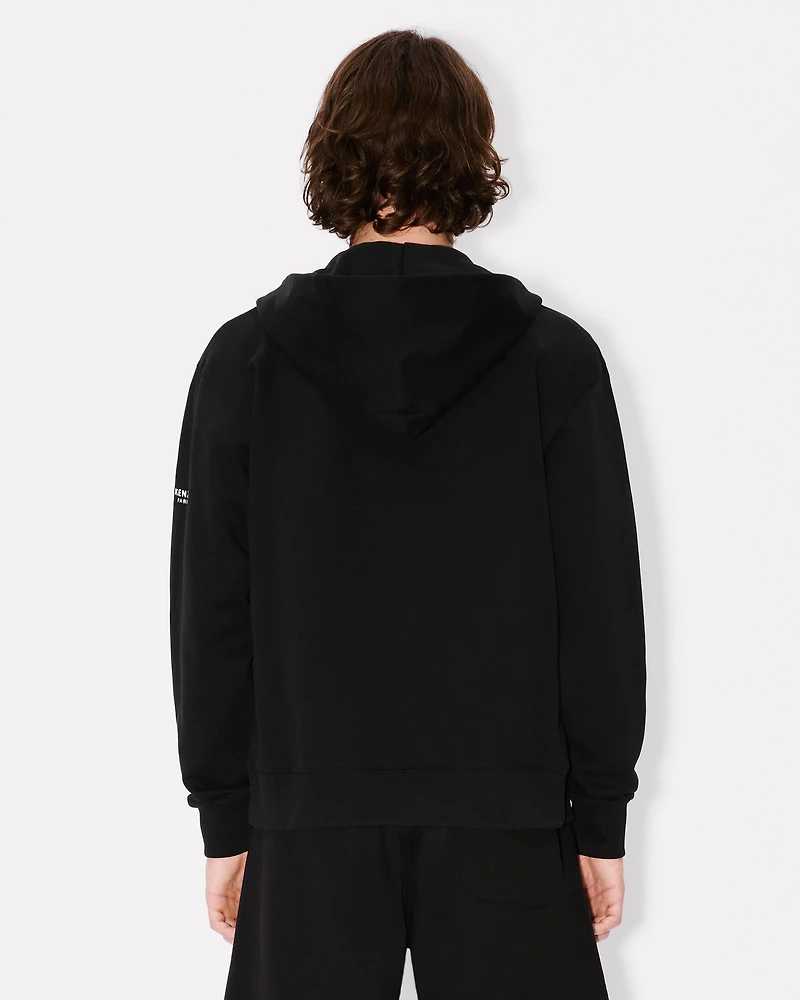 'Boke Flower' embroidered zipped hoodie cotton