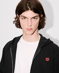 'Boke Flower' embroidered zipped hoodie cotton