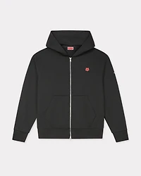 'Boke Flower' embroidered zipped hoodie cotton