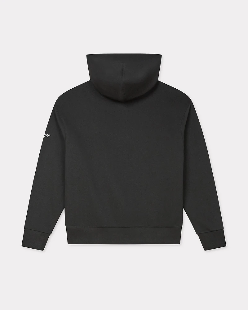 'Boke Flower' embroidered zipped hoodie cotton