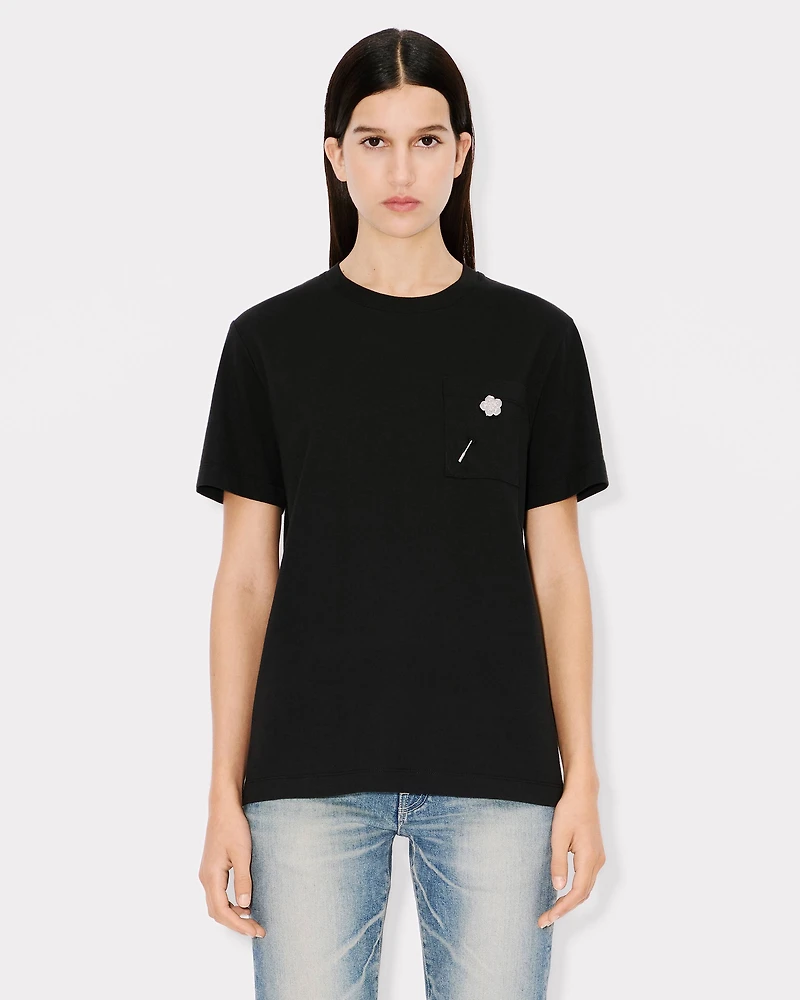 'Boke Flower' embroidered loose T-shirt cotton