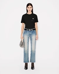 'Boke Flower' embroidered loose T-shirt cotton
