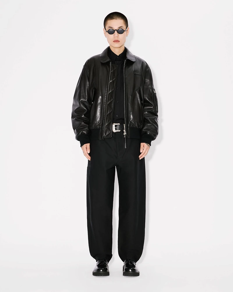 Leather bomber jacket