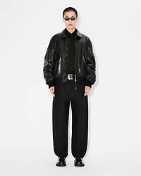 Leather bomber jacket