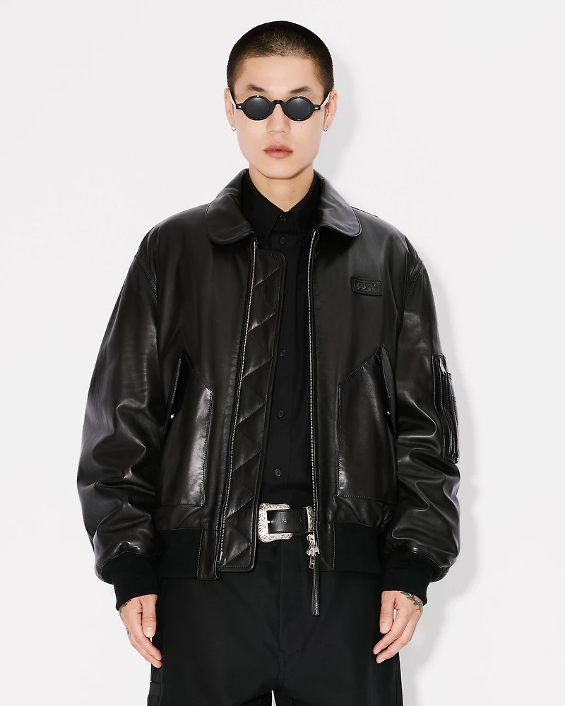 Leather bomber jacket