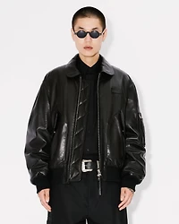 Leather bomber jacket