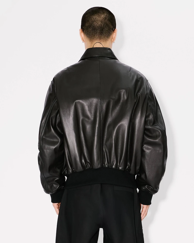 Leather bomber jacket