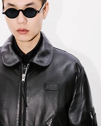 Leather bomber jacket
