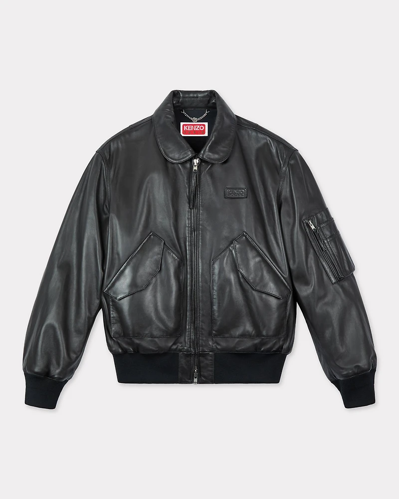Leather bomber jacket