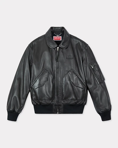 Leather bomber jacket