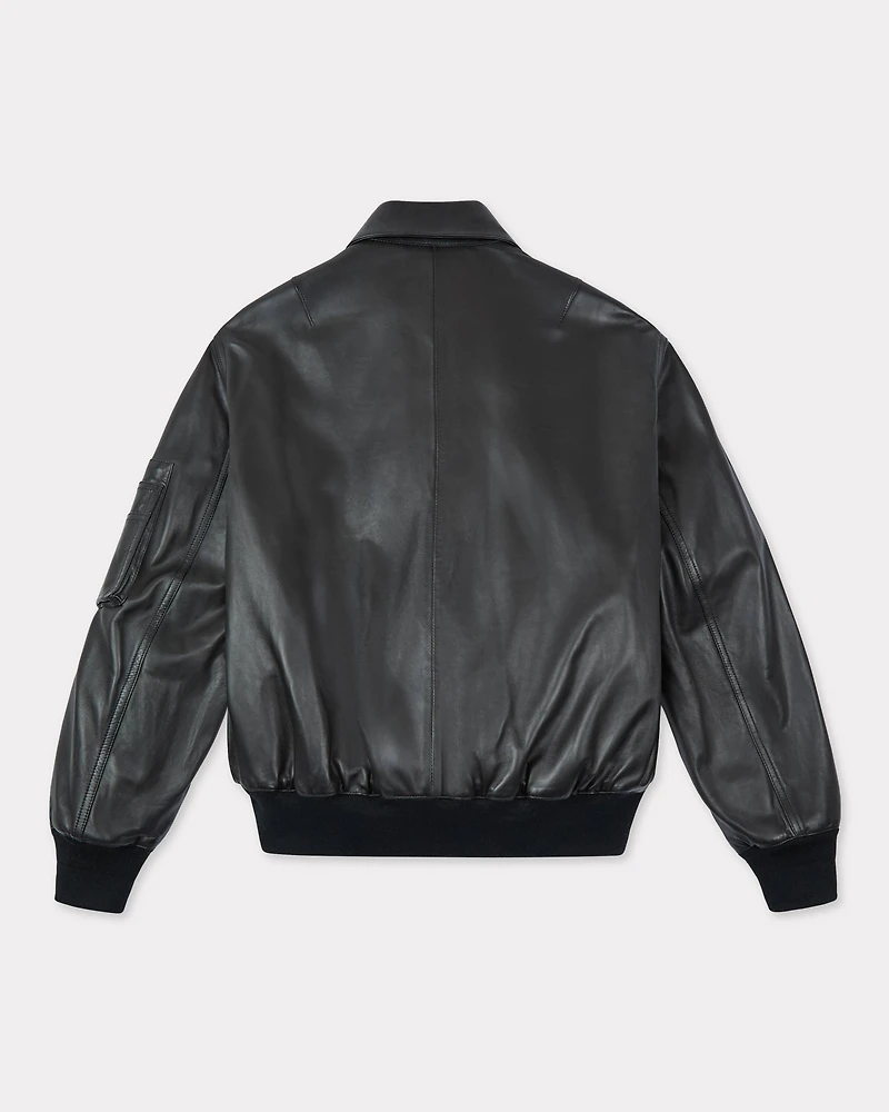 Leather bomber jacket