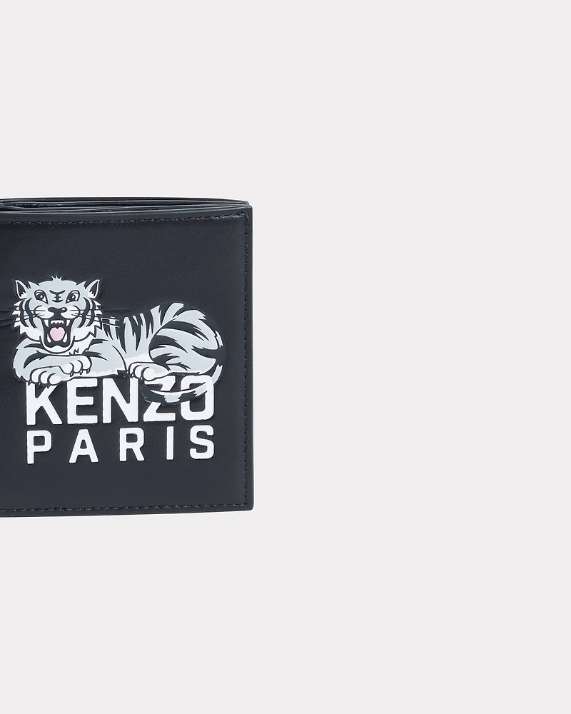 'KENZO Happy Tiger' mini fold wallet in leather