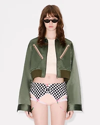 Cropped bomber satin linen
