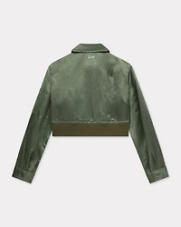 Cropped bomber satin linen