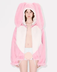 Bunny hooded jacket fake fur