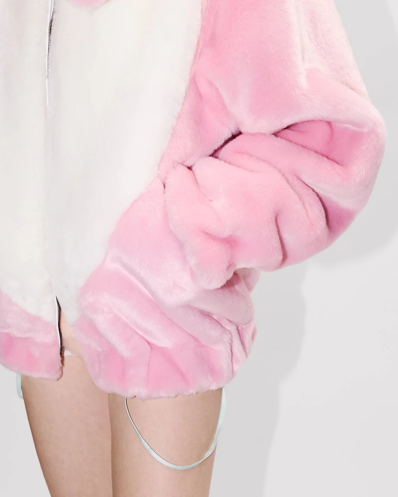 Bunny hooded jacket fake fur