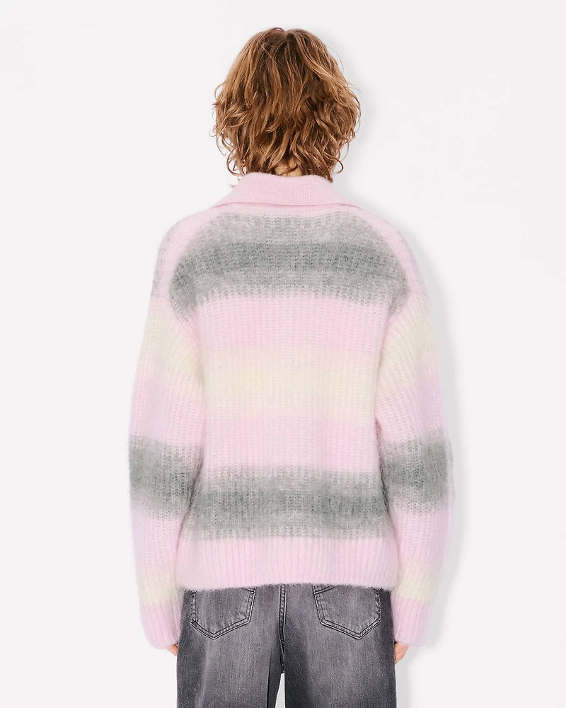 'KENZO Speed Stripe' hairy knitted cardigan alpaca wool