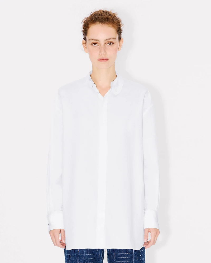 Stand collar oversized shirt cotton poplin