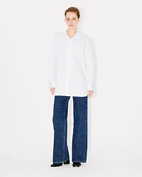 Stand collar oversized shirt cotton poplin